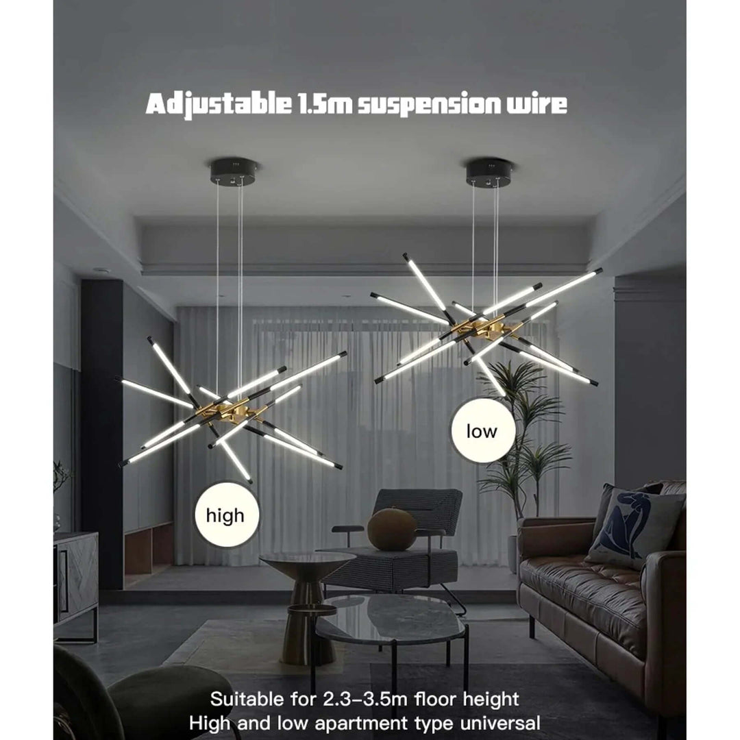 Moderne loftlampe monteret i et rum