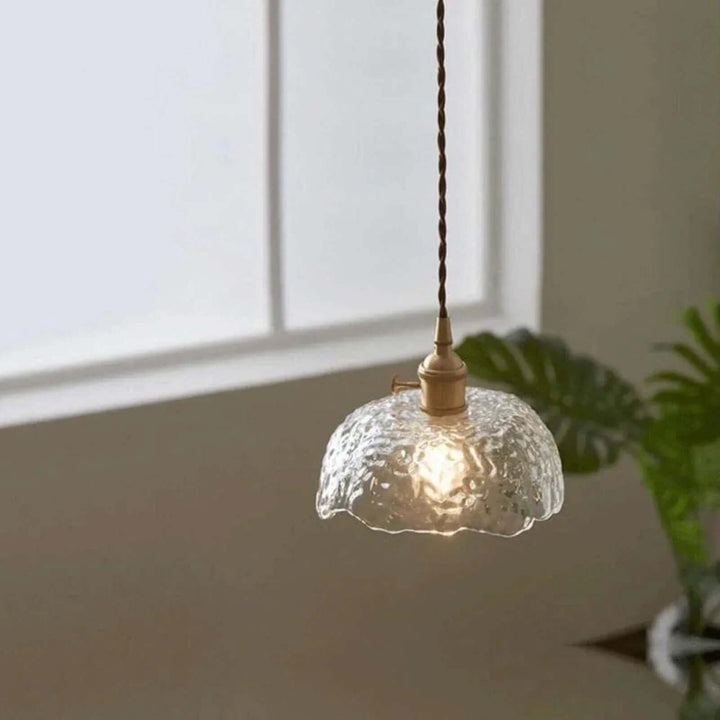 Uregelmæssig messing- og glas pendellampe
