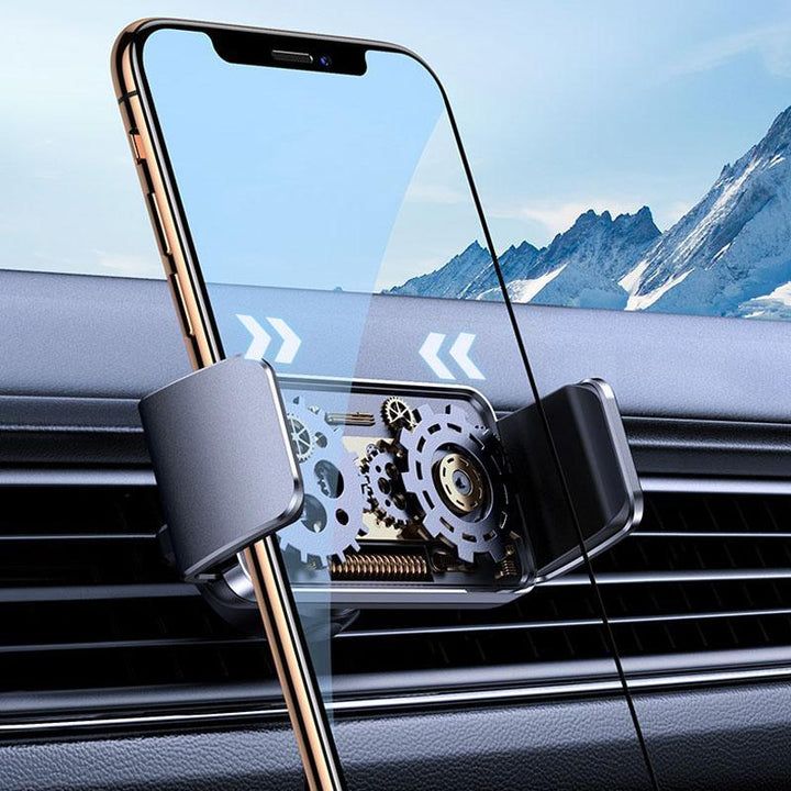 "360-asteinen älykäs puhelinpidike autoon, musta, säädettävä ja helppo asentaa, minimalistinen muotoilu"