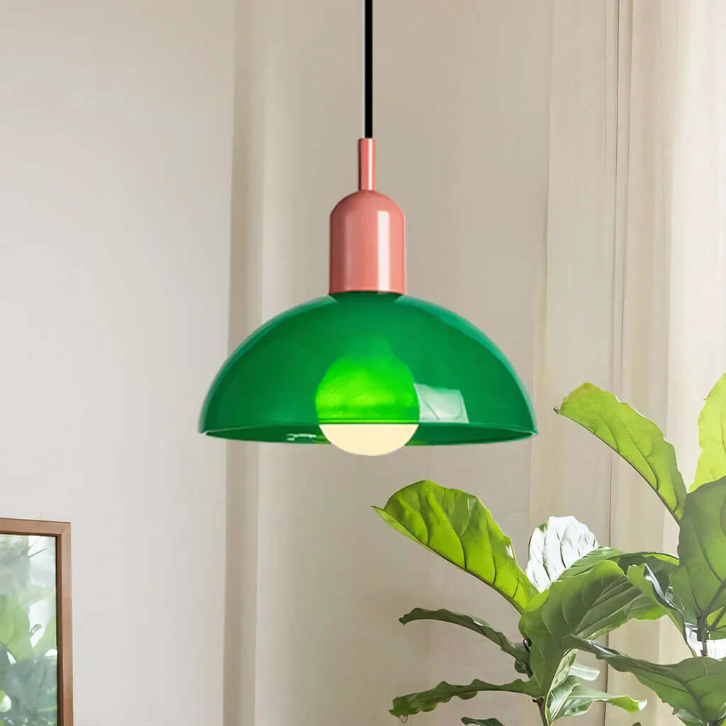 Moderne Glaskuppel Pendel - Farverigt Design