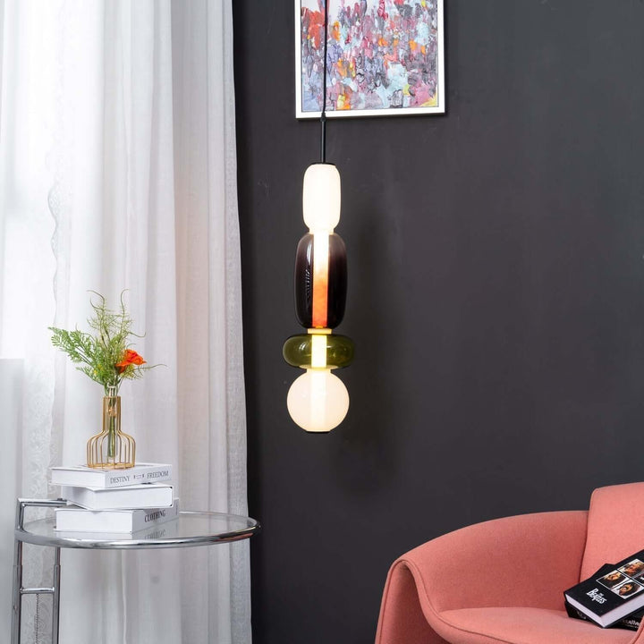 Moderne farverig glaspendellampe