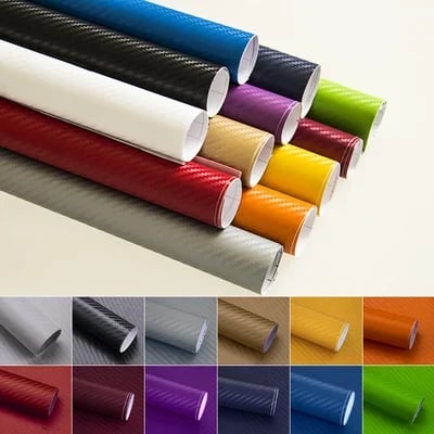 3D kulfiber bil vinyldekal med en skinnende finish giver beskyttelse og stil til bilen, nem at installere.