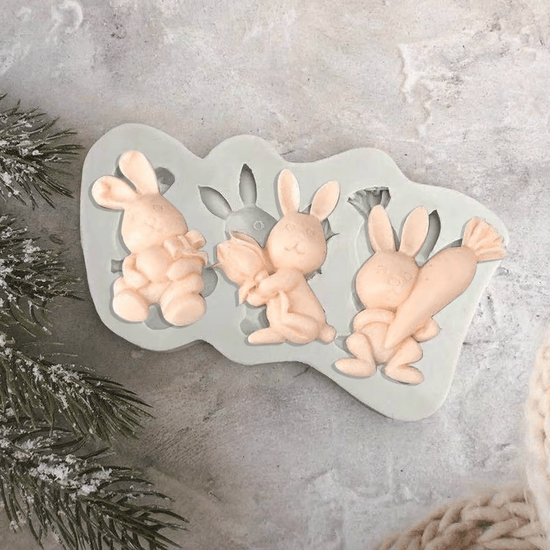 3D pääsiäisleivonnaiset silikonimuotit pupun ja muna muotoja, värikäs silikonimateriaali, persoonallinen leivonta.