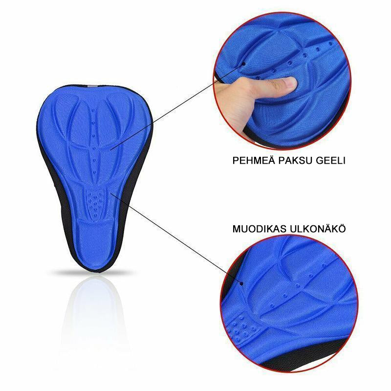 "3D-silikoni unisex polkupyörän satulanpäällinen mustana, ergonominen muotoilu, pehmeä istuinmukavuus, helppo säätää."