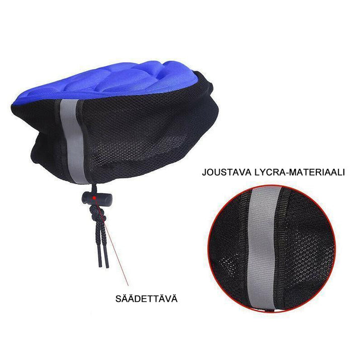 "3D-silikoni unisex polkupyörän satulanpäällinen mustana, ergonominen muotoilu, pehmeä istuinmukavuus, helppo säätää."
