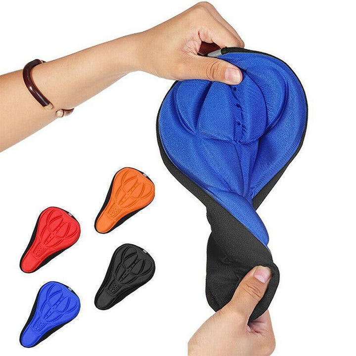 "3D-silikoni unisex polkupyörän satulanpäällinen mustana, ergonominen muotoilu, pehmeä istuinmukavuus, helppo säätää."