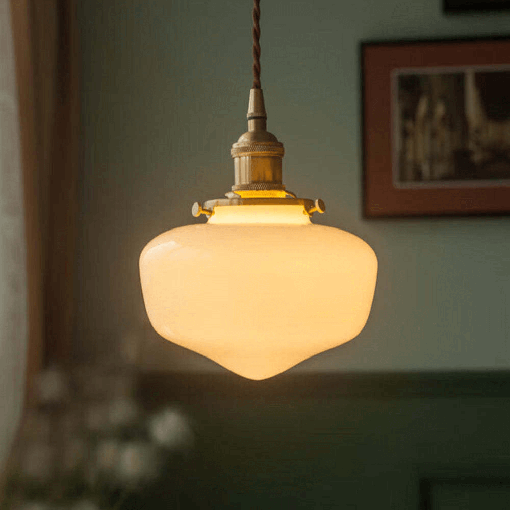 Retro glas Pendel Lampe - Hvid