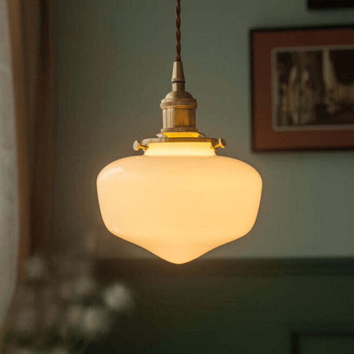 Retro glas Pendel Lampe - Hvid