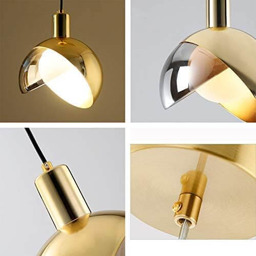 Moderne gylden glas pendellampe