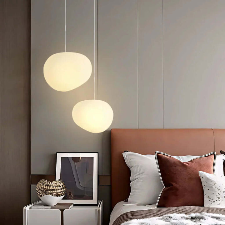 Moderne hvid pendel lampe i stenform