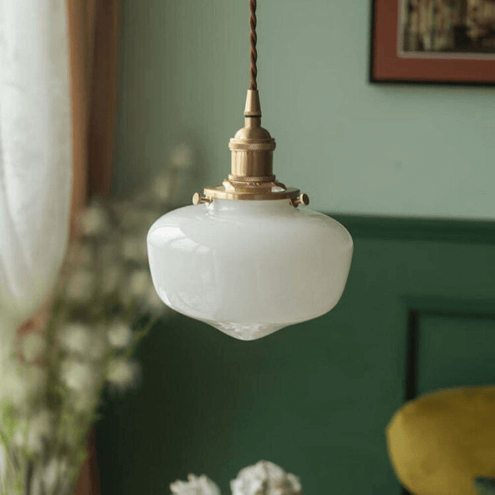 Retro glas Pendel Lampe - Hvid
