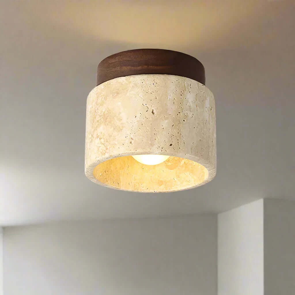 Moderne Japansk Stil Loftslampe Creme Farve