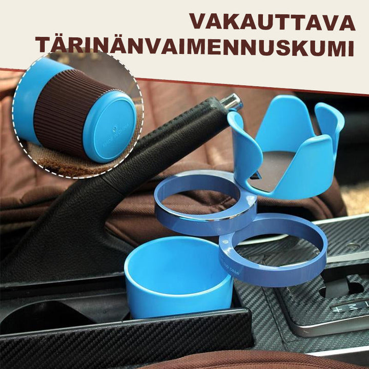 3-i-1 multifunktionel kopholder designet til bilen, lavet af sort ABS-materiale, der giver plads til drikkevarer og genstande.