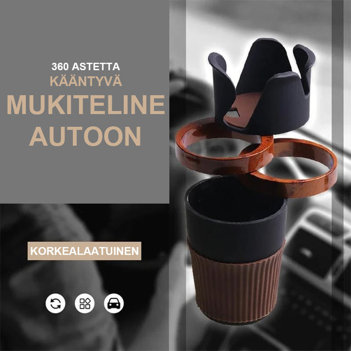 3-i-1 multifunktionel kopholder designet til bilen, lavet af sort ABS-materiale, der giver plads til drikkevarer og genstande.