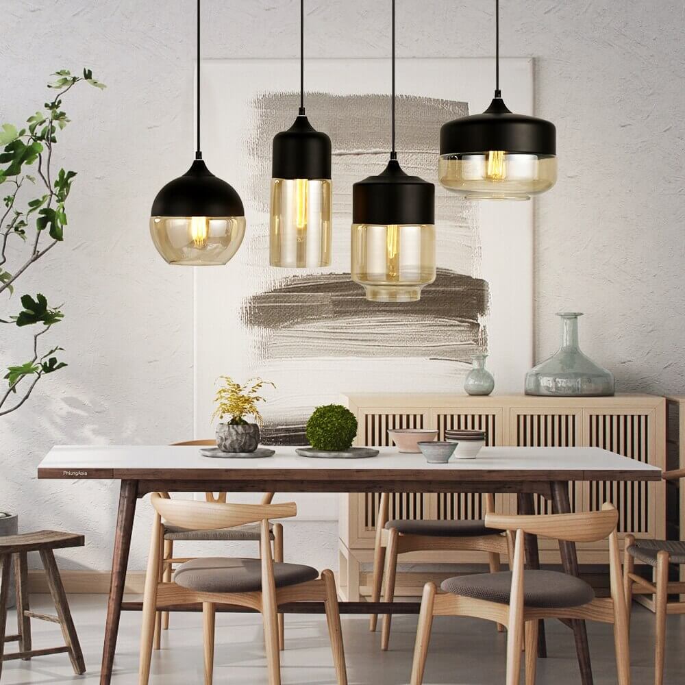Modern Metal and Glass Ceiling Lamp