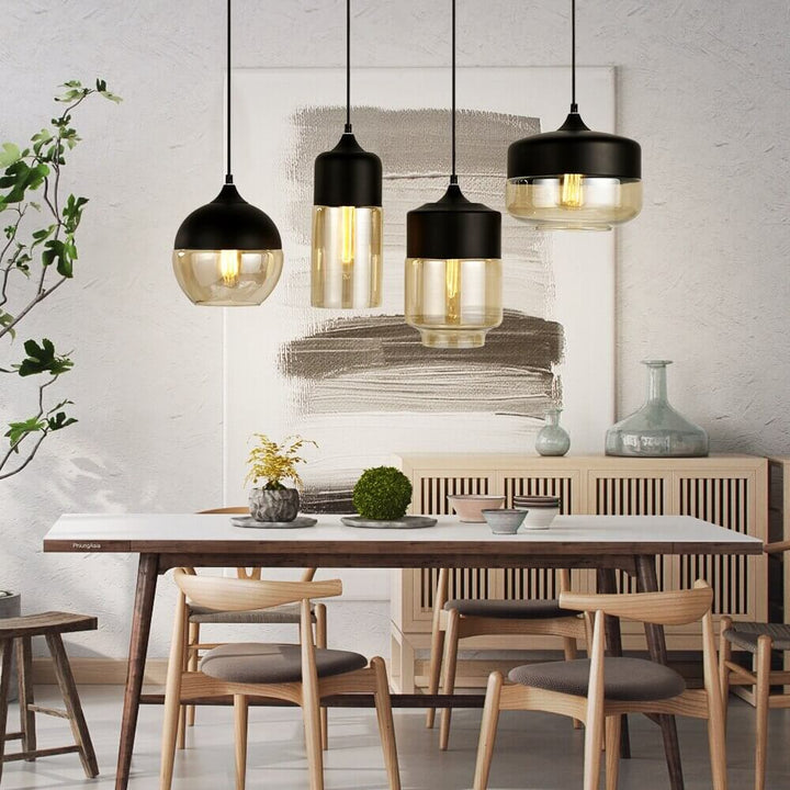 Modern Metal and Glass Ceiling Lamp