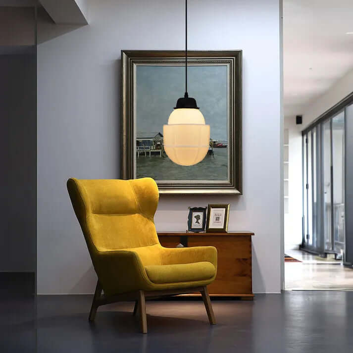 Vintage geometrisk pendel i mælkeglas
