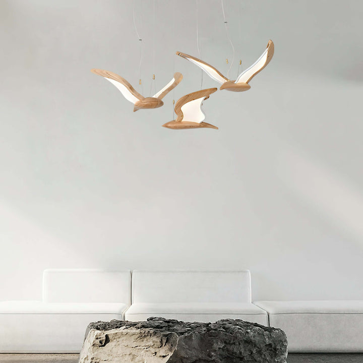 Moderne fugle-inspirerede pendellampe, valnøddefarve