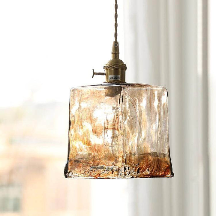 Rustik brun glas pendellampe vintage stil