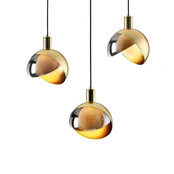Moderne gylden glas pendellampe