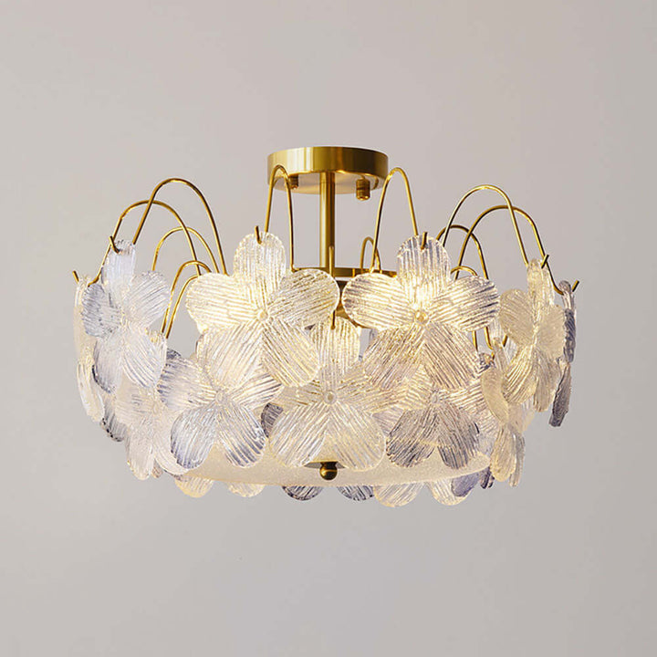 Vintage Glas Kronelys til Stuen - Elegant Blomstermønster