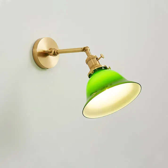 Vintage-stil væglampe med justerbar arm, grønt glas