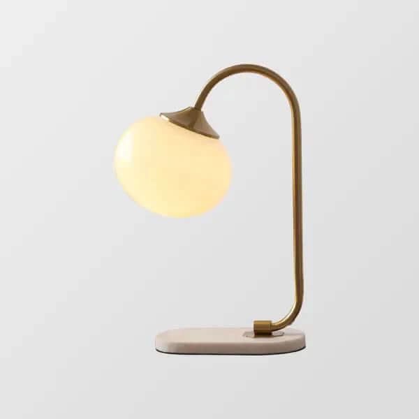 Moderne metal- og glasbordlampe i skumfidusform