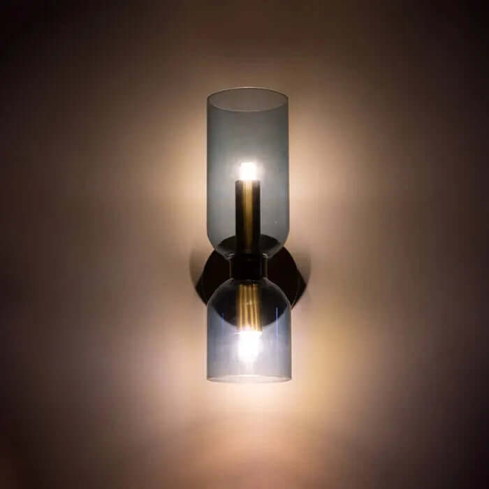 Moderne LED væglampe med dobbelt glaslampeskærm