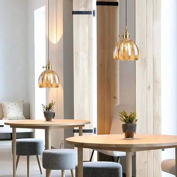 Retro glasblomsterlampe i japansk stil