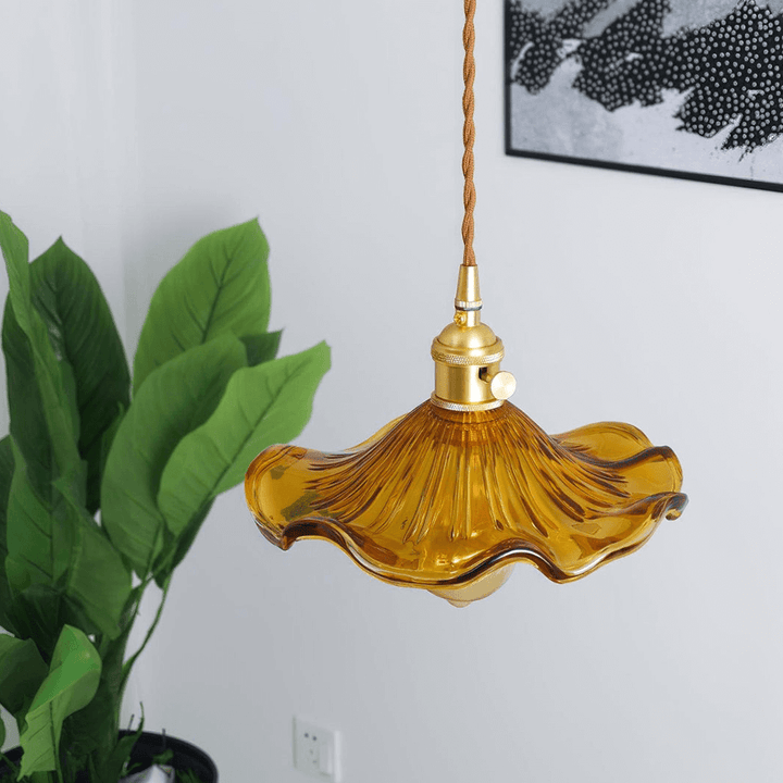 Hibiscus pendellampe, glas blomsterdesign lampe