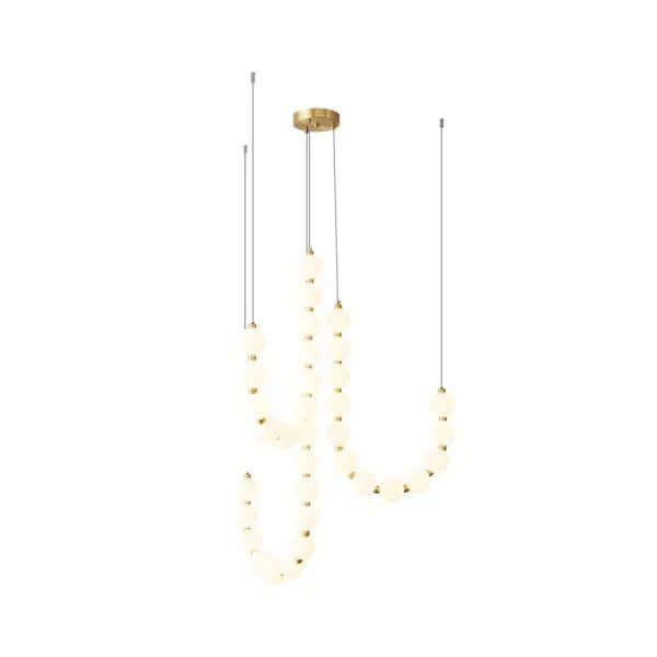 Moderne perle-pendellampe i hvid