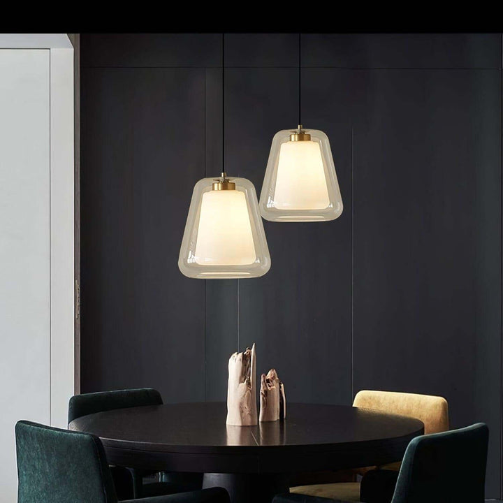 Moderne Pendel Lampe - Guld og Gennemsigtig