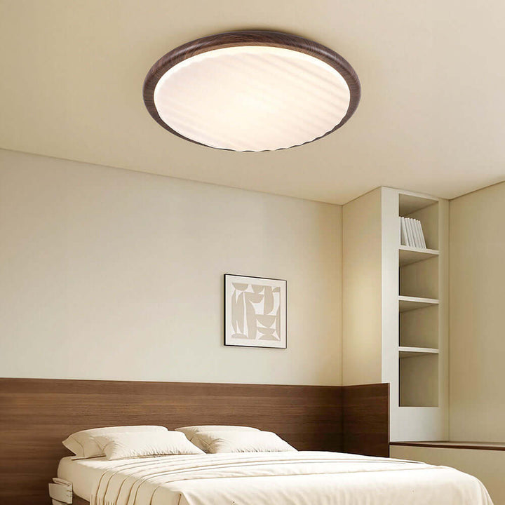 Rund foldbar træ loftlampe med LED til soveværelset