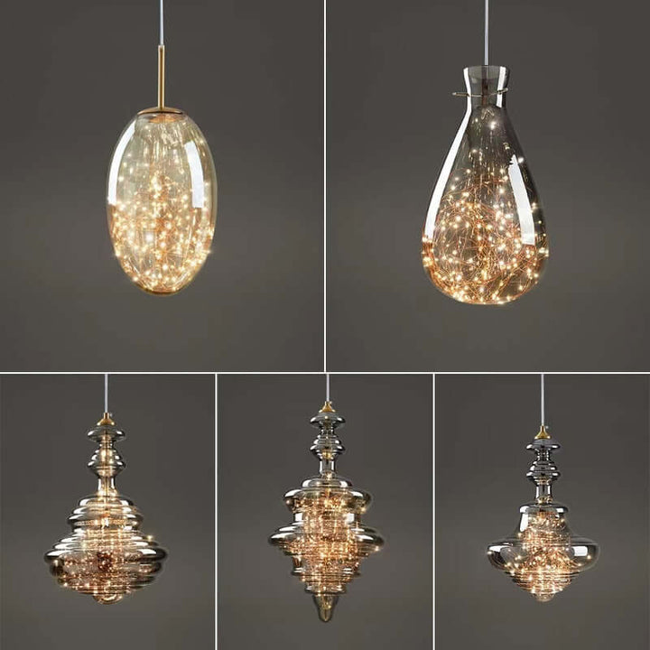 Moderne stjernehimmel pendellampe med glasskærm