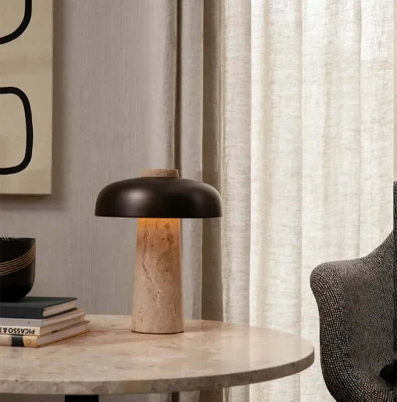 Travertin bordlampe naturlig