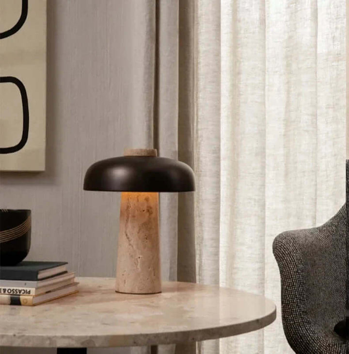 Travertin bordlampe naturlig