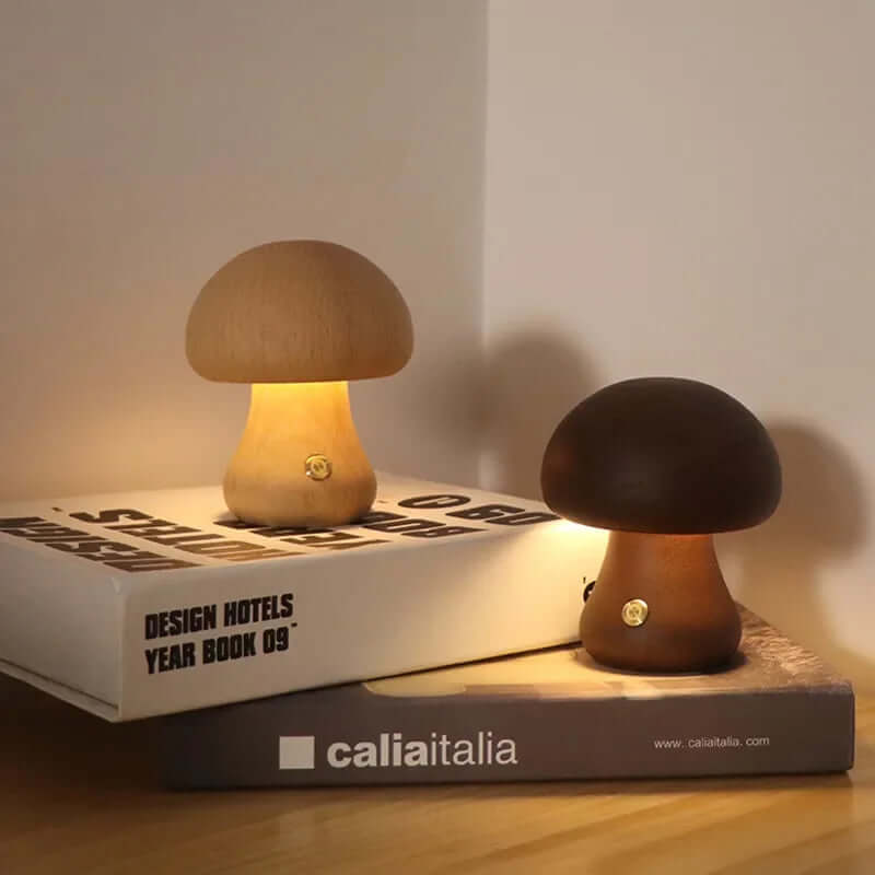 Genopladelig svaneformet bordlampe i træ