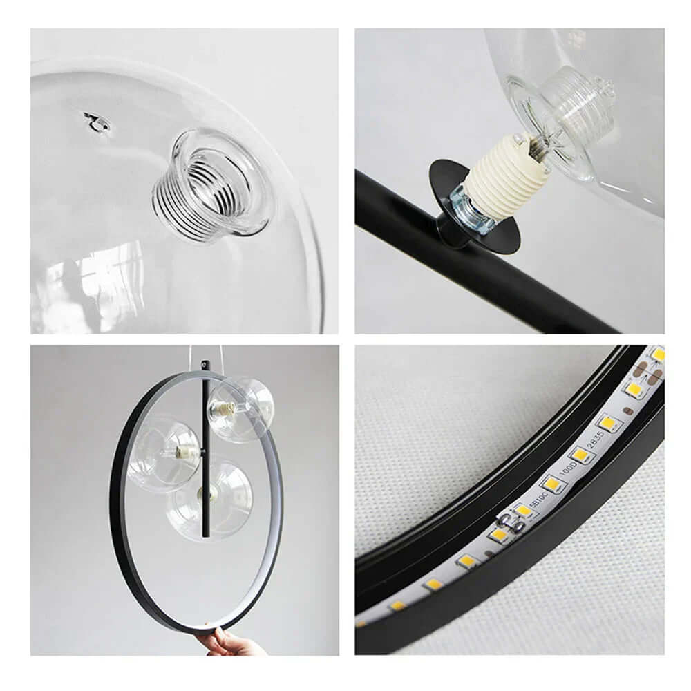 Nordisk boble pendel lamper i glas med ring