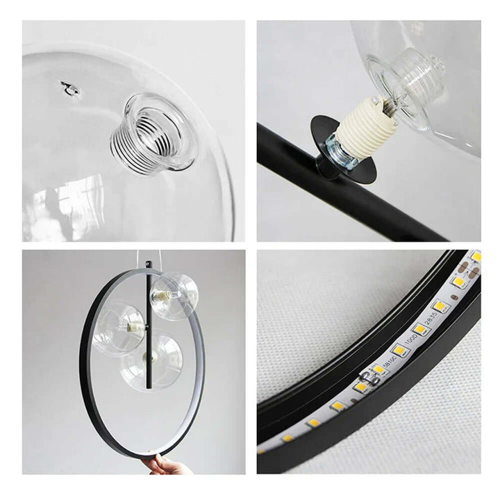Nordisk boble pendel lamper i glas med ring