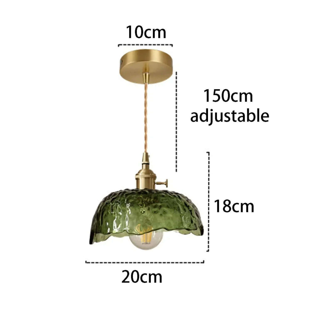 Uregelmæssig messing- og glas pendellampe
