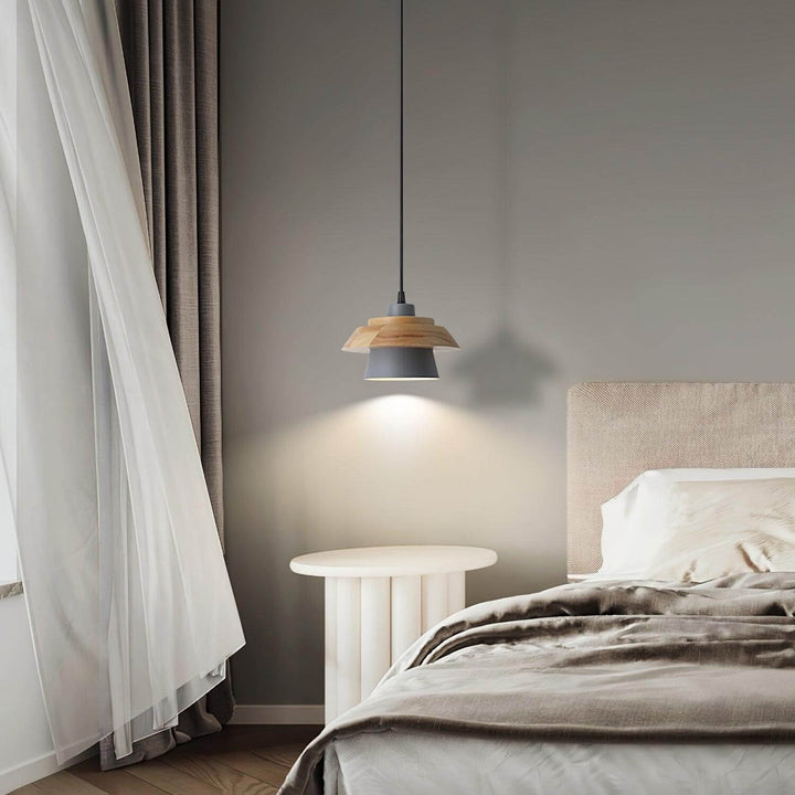 Moderne træ- og sten pendel lampe