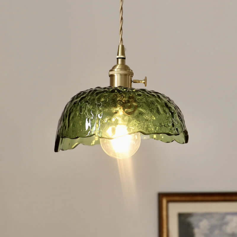 Uregelmæssig messing- og glas pendellampe