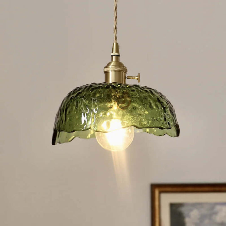 Uregelmæssig messing- og glas pendellampe