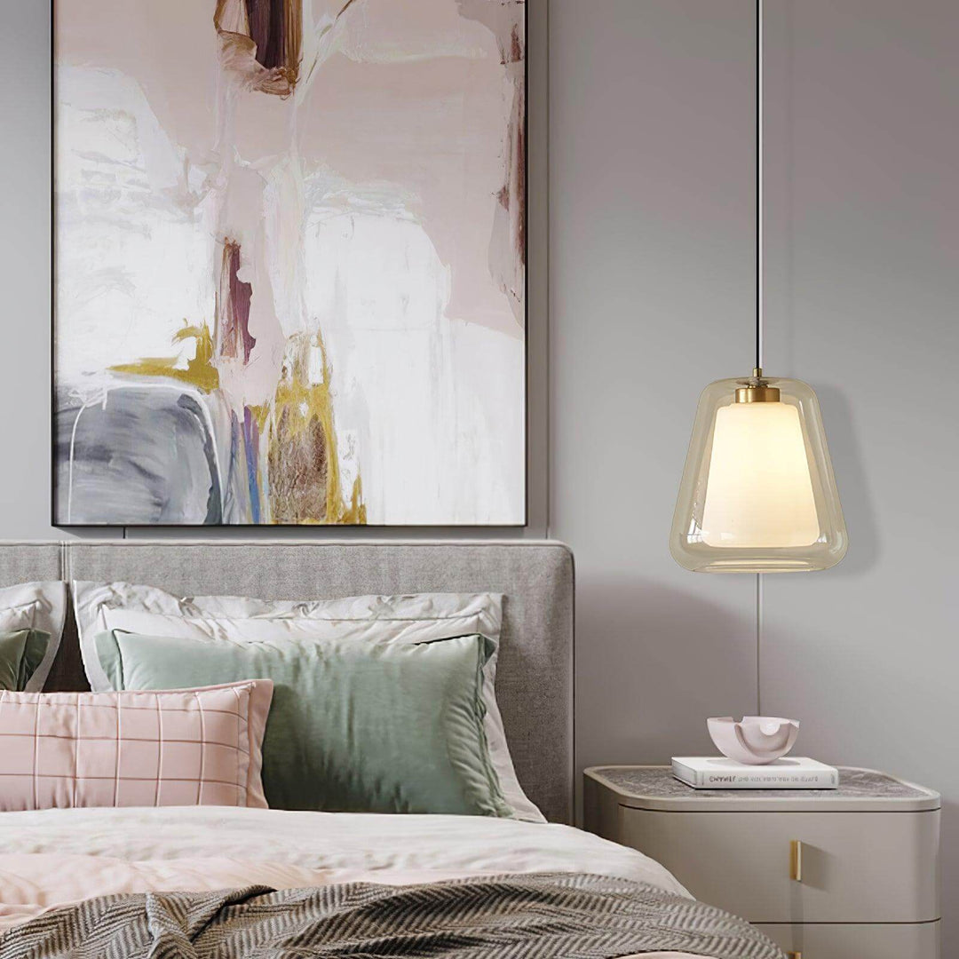 Moderne Pendel Lampe - Guld og Gennemsigtig