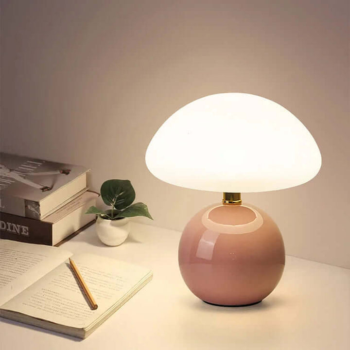 Keramisk svampe bordlampe, rød