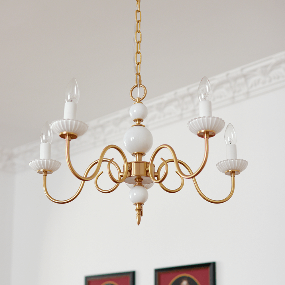 Creme glas lysekrone amerikansk retro lampe metal lysekrone soveværelse