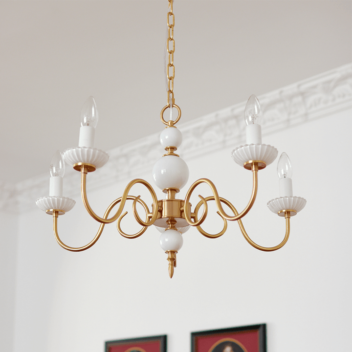 Creme glas lysekrone amerikansk retro lampe metal lysekrone soveværelse