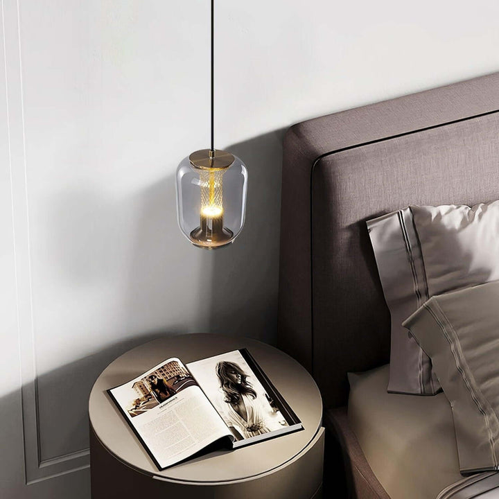 Moderne glaslampe - detaljebillede af designet