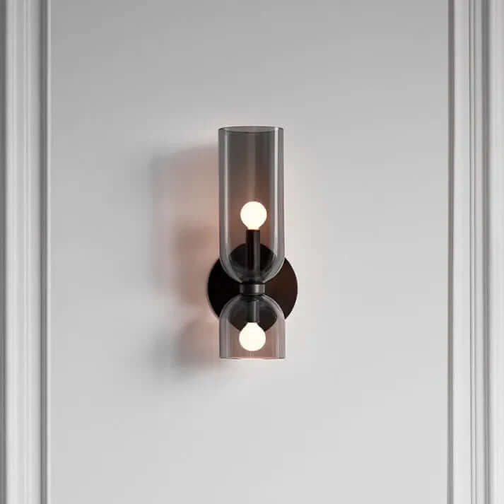 Moderne LED væglampe med dobbelt glaslampeskærm