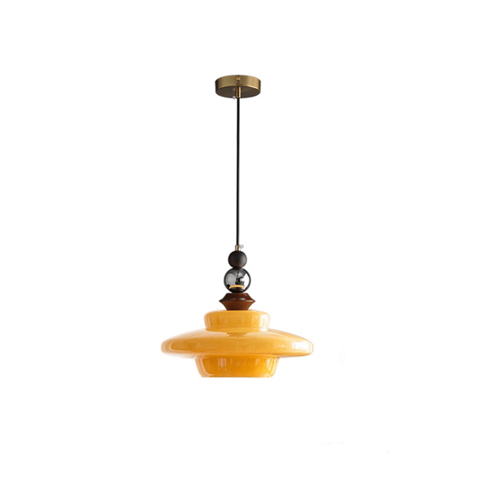 Middelalderlig Beige Glas Pendel Lampe